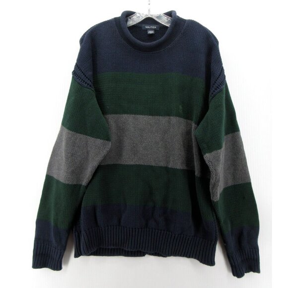 Nautica Sweater Medium Roll Neck Nautical Sail Colorblock Pullover - Picture 1 of 10